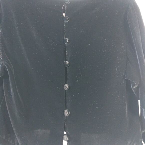 Vintage Evan Picone Black Velvet Silk Blend Button Back Blouse Size 6 - Picture 5 of 9